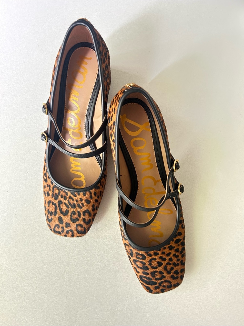 Sam Edelman Sarah Leopard Print Calf Hair Mary Jane Block Heels Size 8.5 - Picture 10 of 11